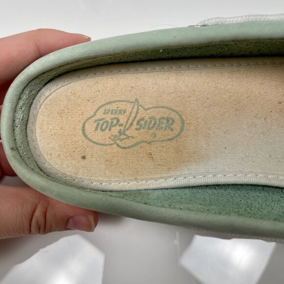 Sperry Topsider Teal Slide on Leather Boat Shoes size: 9 - Picture 12 of 13